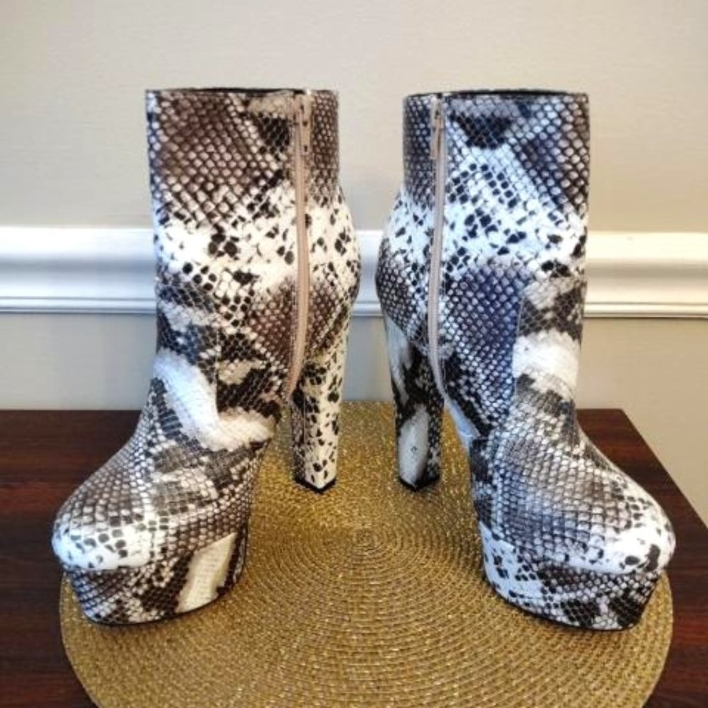 Fashion Nova Snake Multi Heeled Bootie